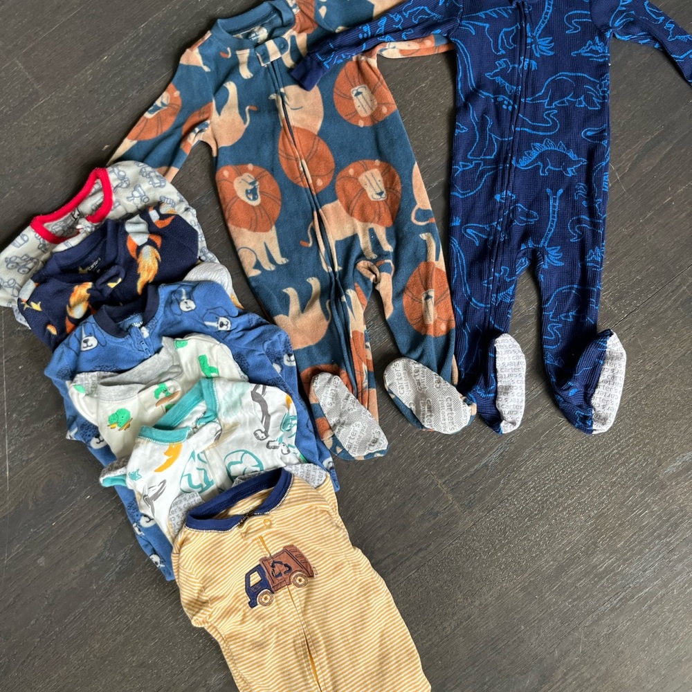 Kids One Piece Pajama Set - Blue and Brown